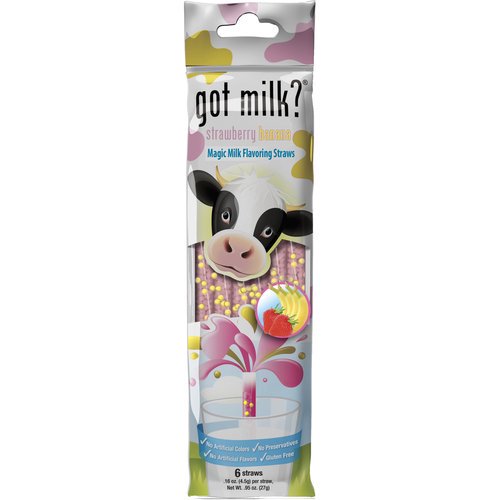 Got Milk? Magic Milk Strawberry Banana Straws, 0.16 Oz., 6 Count