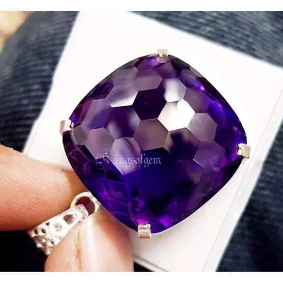 80 Carat Beautiful Purple Amethyst Cushion 925 Solid Silver Pendant Gemstone