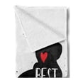 thumbnail image 2 of Best Friend Soft Flannel Fleece Throw Blanket, Typographic Design with a Cat and a Dog Silhouette, Cozy Plush for Indoor and Outdoor Use, 50" x 60", Charcoal Grey White, by Ambesonne, 2 of 5