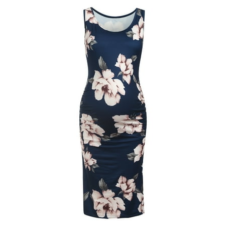 

Catinbow Maternity Summer Dress Sleeveless Printed Women Skirt