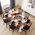 thumbnail image 6 of Abstract Stripes Table Cloth Waterproof Tablecloths, Retro Modern Orange Black Gray Lines Tablecloth Dining Table Cover for Kitchen Party Tabletop Outdoor, Rectangle Tablecloth 54x108 Inch, 6 of 9