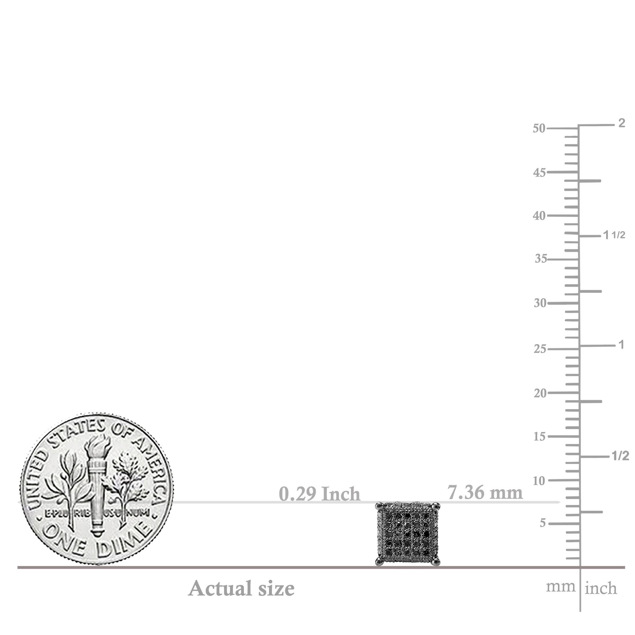 Dazzlingrock Collection Round Black Diamond Ice Cube Hip Hop Pushback Stud Earring for Men (1Pc Only, 0.25 ctw, Color Black, Clarity Opaque) in Black Plated Sterling Silver