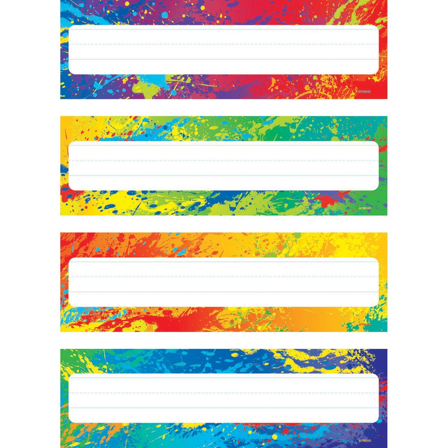Trend Enterprises Splashy Colors Desk Toppers Name Plates 32 Piece 2 7 8 X 9 1 2 Also Great For Use As Labels Locker s And Hall Passes Sized Right For Word Walls Walmart Com
