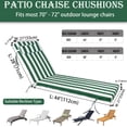thumbnail image 3 of 72" ×21" Outdoor Chaise Lounge Cushion, 3" Thick High-Density Foam Fill, with Removable Headrest, Waterproof Fade Resistant, Replacement Cushion for Lawn Pool (Green White Stripes 2PCS), 3 of 9
