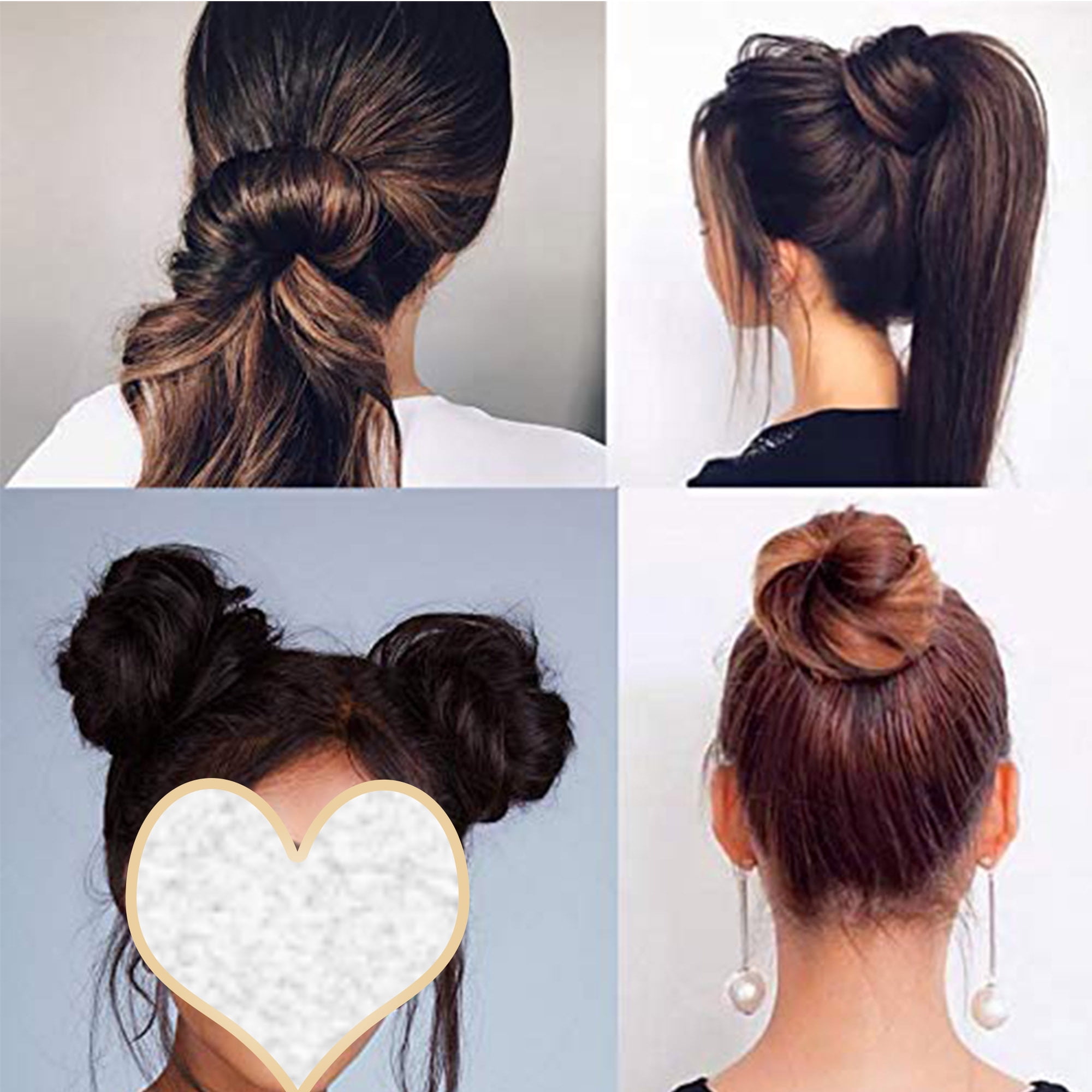 S Noilite 100 Human Hair Scrunchies Curly Messy Hair Bun