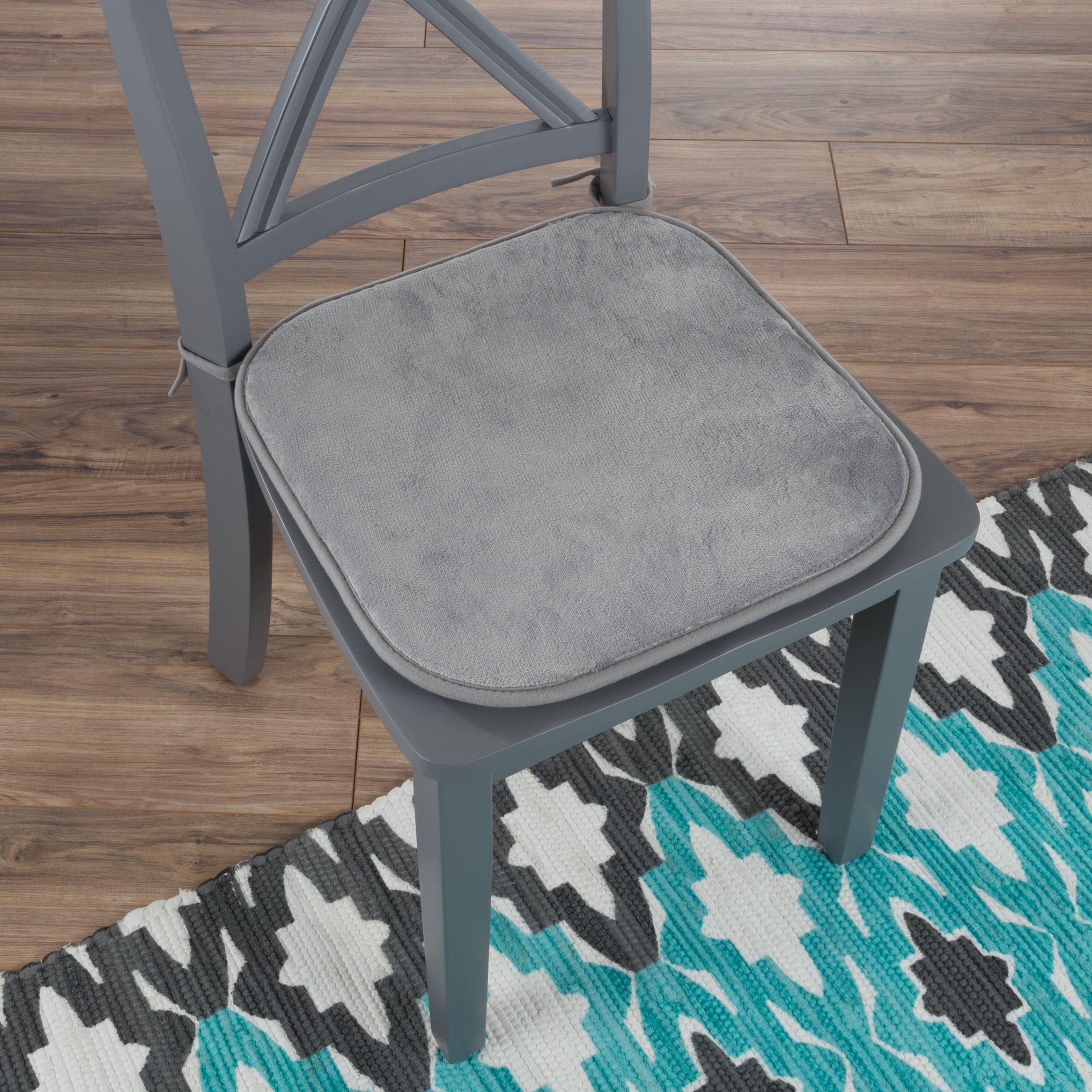 Memory Foam Chair Cushion Square 16a X 16 25a Plush Chair Pad With Ties And Pvc Dot Backing For Kitchen Dining Room Or Porch By Lavish Home Gray Walmart Com Walmart Com