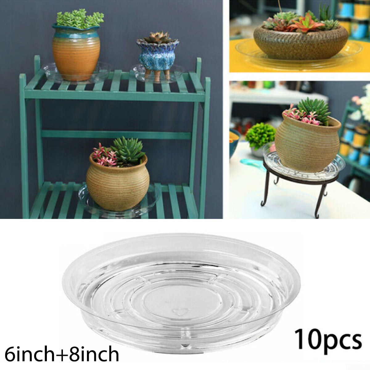 Round Strong Plastic Plant Pot Saucer Dish Water Drip Tray Drain Flower Base 