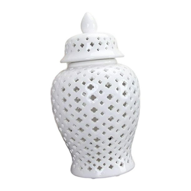 Jarrón de cerámica Sunnimix para jengibre con tapa Color blanco