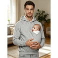 thumbnail image 4 of Hansber Men Kangaroo Hoodie for Dad and Baby Cozy Fabric Back Gear Weekend Morning Hooded Sweatshirt Grey L, 4 of 7