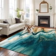 thumbnail image 2 of 5'x8' Area Rugs, Teal Brown Indoor Outdoor Area Rug for Living Room Bedroom, Modern Abstract Art Water Ripple Washable Bathroom Rugs Kitchen Floor Carpet Mats Home Decor Aesthetic, 2 of 8
