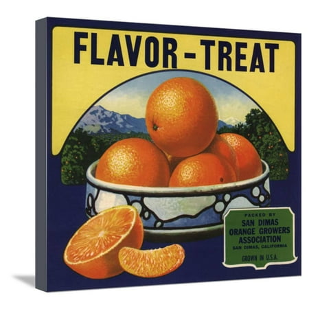 Flavor Town Flavor Treat Brand - San Dimas, California - Citrus Crate Label Stretched Canvas Print Wall Art By Lantern Press ()