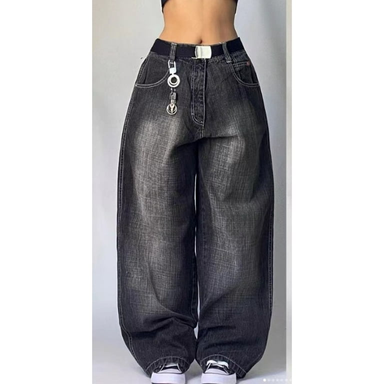Vintage Y2k Baggy Black Jeans Retro Harajuku Hip Hop Wide Leg Denim Pants Goth High Waist Korean Style Streetwear Trousers Vintage Y2k Baggy Black Jeans Retro Harajuku Hip Hop Wide Leg Denim Pants Goth High Waist Korean Style Streetwear Trousers