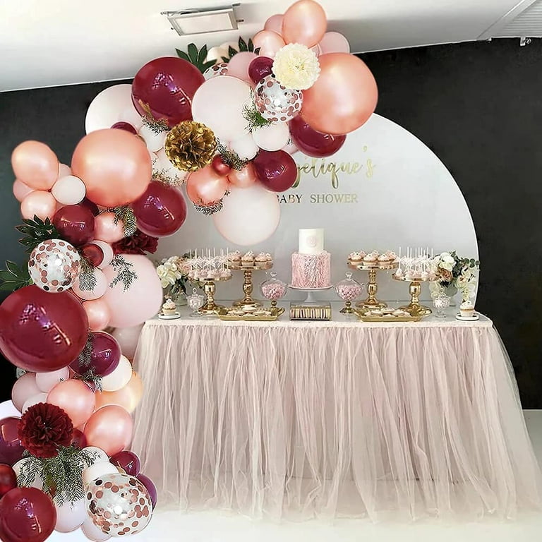 Rose Gold Birthday Decorations Burgundy Party Decorations for Girl Woman  Happy Birthday Heart Foil Balloons Rose Gold Confetti Bal 