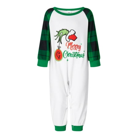 

Christmas Pajamas for Family Monster Hand Print Tops + Plaid Pants Set