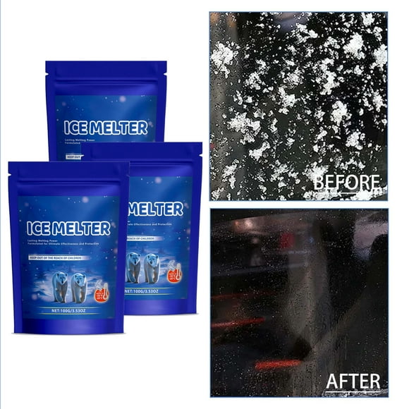 3Pack Ice Melt Safer for Concrete,Rock Salt for Snow,100g Bag,Snow Salt Ice Melt, Salt for Snow and Ice Removal,Sidewalk Salt,Driveway Salt,Snow Melt Is Effective Up to 15°F