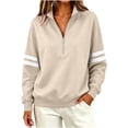 thumbnail image 4 of Hurxie Women's Varsity Striped Sweatshirt Oversized Lightweight Knit Pullover Drop Shoulder Crew Neck Long Sleeve Casual Sweatshirts, 4 of 6