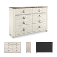 thumbnail image 3 of Ashley Furniture Willowton 6 Drawer Double Dresser in Whitewash, 3 of 11