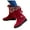 Red, variant on Fuzzy Platform Snow Boots for Women Suede Pull on Buckle Strap Anti-Slip Winter Mid Calf Booties