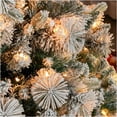 thumbnail image 2 of JERFIT 9ft Prelit Flocked Artificial Christmas Tree, 750 Warm White Lights, Frosted Snow Tips, Hinged Metal Frame, Indoor Spruce for Home Office Holiday Decor, 2 of 10