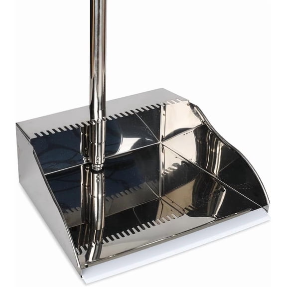 Stainless Steel Dustpan Metal with Handle Heavy Duty Dust Pan Upright for Home Office Lobby