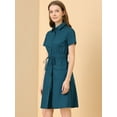 thumbnail image 4 of INSPIRE CHIC Robe Courte pour Femme à Col Évasé avec Poches et Taille Élastique, 4 of 6