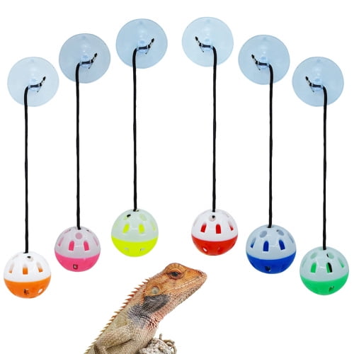 Bearded Dragon Toys（7 Pack Reptile Lizard Toy Balls Bell with Suction Cups and Ropes for Lizard Small Pet Animals 