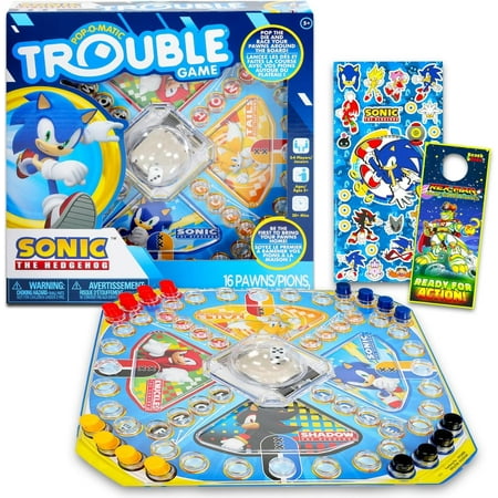 Sonic the Hedgehog Pop Up Board Game - Bundle with Sonic Board Game for Kids with Pop Up Dice Plus Stickers More | Sonic the Hedgehog Games for Birthday Party