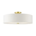 thumbnail image 1 of Livex Lighting 52142-12 Meridian Collection 5-Light Semi Flush Mount Ceiling Light with Off-White Hardback Fabric Shade, Satin Brass, 1 of 2