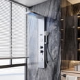 thumbnail image 2 of Senfot 5 In 1 Shower Panel Tower System LED Rainfall Shower Panel Tower Stainless Steel Shower System with 3-Function Handheld Shower 2 Body Spray Temperature Display Wall-Mounted Steel Brushed, 2 of 7