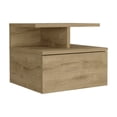 thumbnail image 3 of Floating Nightstand 12"H, Wall Mounted with Single Drawer and 2-Tier Shelf, Macadamia, 3 of 5