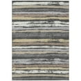 thumbnail image 2 of 8' X 10' Charcoal Beige And Brown Striped Washable Indoor Outdoor Area Rug, 2 of 5