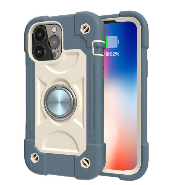 Funda de teléfono a prueba de golpes Compatible con armadura, cubierta de anillo ajustable militar resistente para iPhone 13, 12, 11 Pro Max, XS, XR Max, 14Pro MAX Fivean unisex