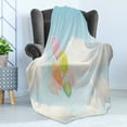 thumbnail image 4 of Colorful Soft Flannel Fleece Throw Blanket, Pastel Balloons Flying up Into Sky and Clouds in Valentine Wedding Concept, Cozy Plush for Indoor and Outdoor Use, 50" x 60", Multicolor, by Ambesonne, 4 of 5