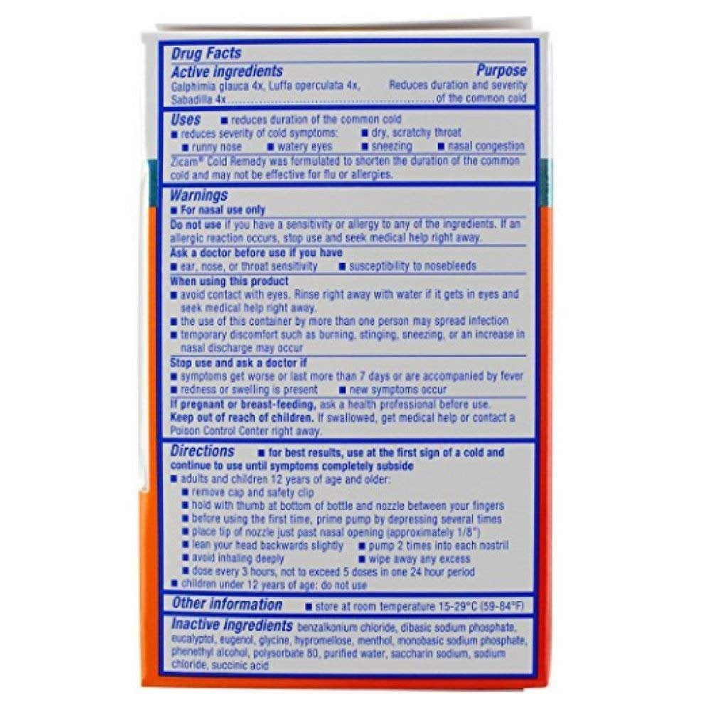 Zicam Cold Remedy No Drip Nasal Spray 0.50 oz Pack of 9