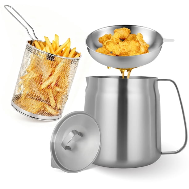 Olla freidora de acero inoxidable de 3.5 L con canastilla
