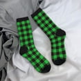 thumbnail image 5 of KLL Buffalo Plaid Green Black Print Cool Socks Men's Women's Crew Socks Funny Crazy Novelty Stockings, 5 of 6