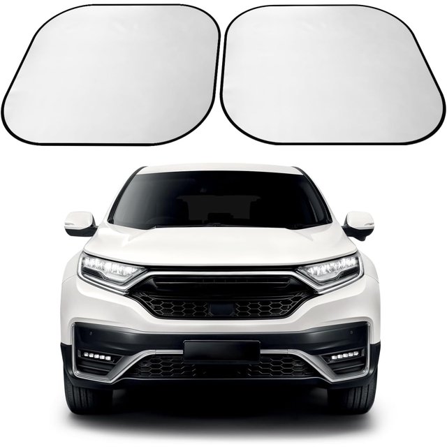 SHIQI-Car Windshield Sun Shade with UV Protection, 2 Piece Front Window Sunshade Blocks Sun Rays and Heat, Foldable & Retractable Sun Visor Universal Fit for Sedan, SUV, Truck, Medium 31"x28"