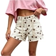 thumbnail image 4 of Costeam Womens Polka Dot Print Denim Shorts Braided Drawstring Dual Large Patch Pockets Frayed Raw Hem Button Zipper Fly High Waist Casual Summer Bottoms, 4 of 9