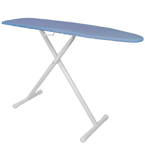 Hospitality 1 Source IB48CDSF02 Compact Ironing Board w/ Blue Cotton Cover - 48"L x 14"W x 36"H, White Steel Legs- Case of 4
