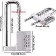 thumbnail image 2 of Cabinet Lock,Combination Padlock,U Shaped Padlock,Stainless Steel Gym Locker Lock Code Long Adjustable Shackle Lock for Outdoor, School, Gym, Sports lockers, Fences (silver-2pcs), 2 of 6