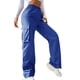 thumbnail image 1 of Pantalones casuales de cintura alta y pierna ancha sin cinturón para mujer - Poliéster, ligeros, cintura elástica, bolsillos, aptos para todas las estaciones, garantía de 30 días, 1 of 7