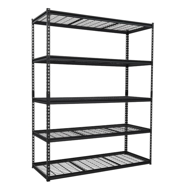 QinaQin Industrial-Grade Five-Layer Wire Mesh Shelving Unit, Height Adjustable, 2500 Lb Load Capacity, Dimensions: 48x18x72 Inches / 60x24x78 Inches