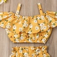 thumbnail image 3 of 2Pcs Toddler Baby Girl Summer Clothes Floral Ruffle Crop Top Shorts Pants Two-Piece Outfit, 3 of 7