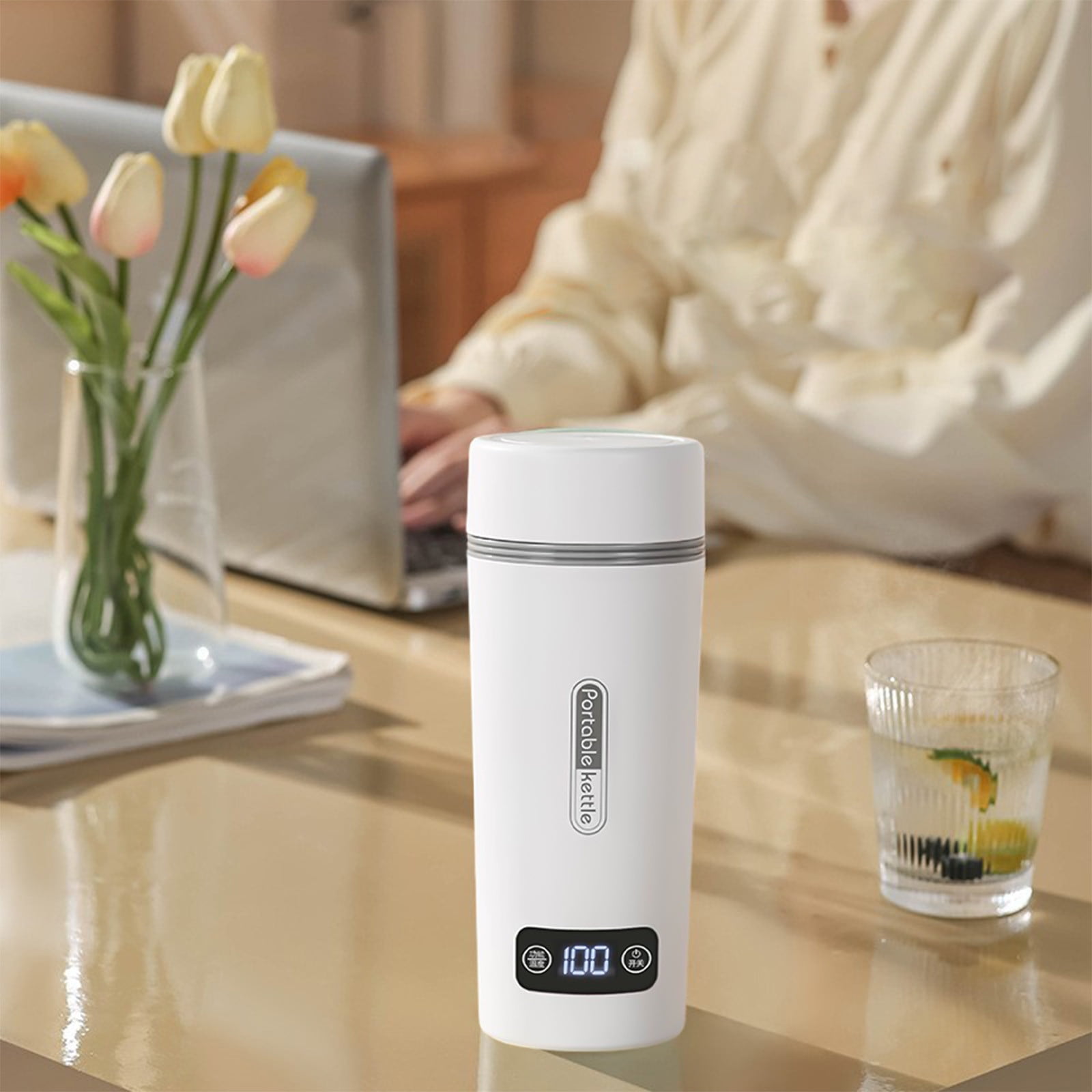 Travel Electric Kettle Portable Small Mini Tea Coffee Kettle Water Boiler, 350ml Water Heater With 4 Temperature Control,304 Stainless Steel