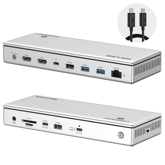 WAVLINK Thunderbolt 4 Docking Station, Single 8K@60Hz/ Triple 4K@60Hz Display, 96W Charging Laptop Dock for TBT 4/3 Mac & TBT 4 Windows Laptop with 40Gbps, 2.5G RJ45