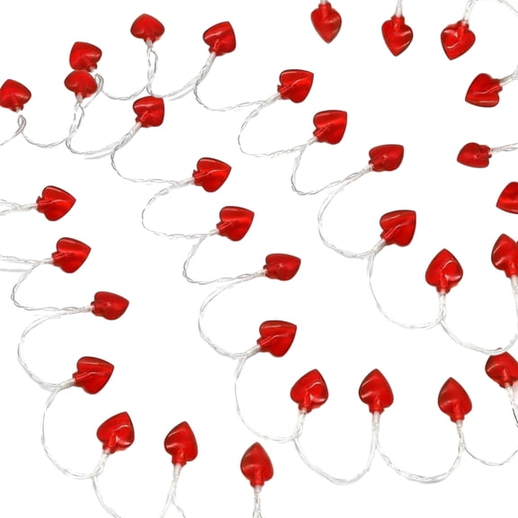 Valentines Lights LED Heart String Lights with Rose Photo Clips, 6Ft 40 LEDs Battery Operated Fairy Lights for Romantic Wedding Party Decor, Warm White Indoor Outdoor Decorative Lights