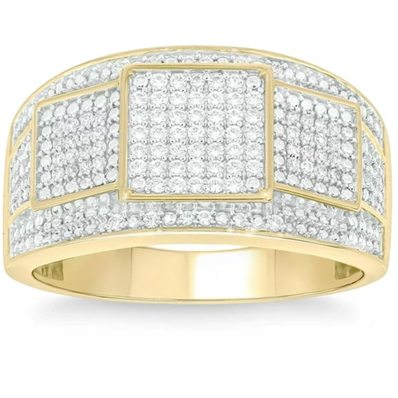Pompeii 1Ct TW Diamond Men's Ring 10k Yellow Gold 12mm Wide (G/H,I2-I3)