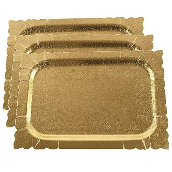 Pack of 3 Heavy Duty Disposable Gold Colored Trays
