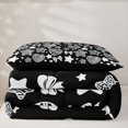 thumbnail image 5 of Feelyou Leopard Print Stars Graffiti Twin Comforter Sets, Fashion Bow Bedding Set, Black White, Black Reversible, 2-Piece, 1 Comforter and 2 Pillowcases, 5 of 7