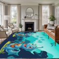 thumbnail image 2 of Cute Blue Dinosaur Large Area Rugs 5x8 ft Tree Silhouette Ukulele Mountain Flower Washable Rug Non Slip Indoor Carpet Absorbent Floor Mat for Living Room Bedroom Dining Room, 2 of 9